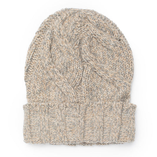 Gran Sasso Alpaca and Wool Beanie in Sand and Gray
