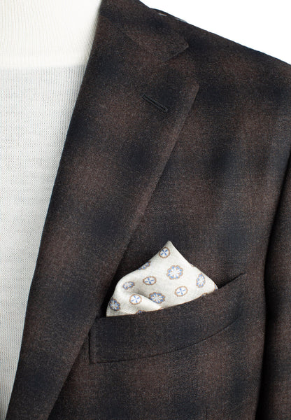 Belvest Flannel Suit in Mocha & Black Windowpane
