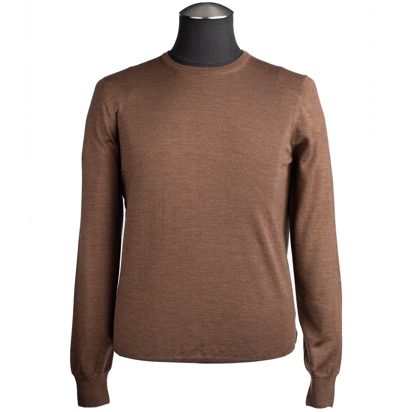 Gran Sasso Silk and Merino Wool Crew Neck Sweater in Mocha