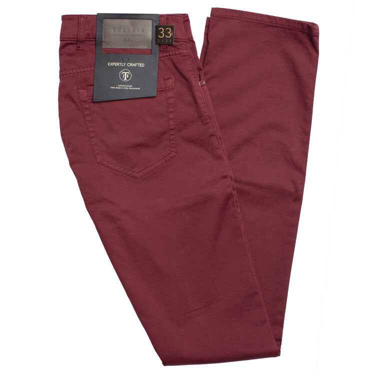 Teleria Zed Five-Pocket Chinos in Bordeaux