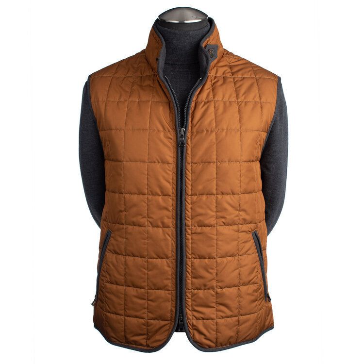 Waterville Water Repellent Quilted Nylon Vest in Burnt Orange