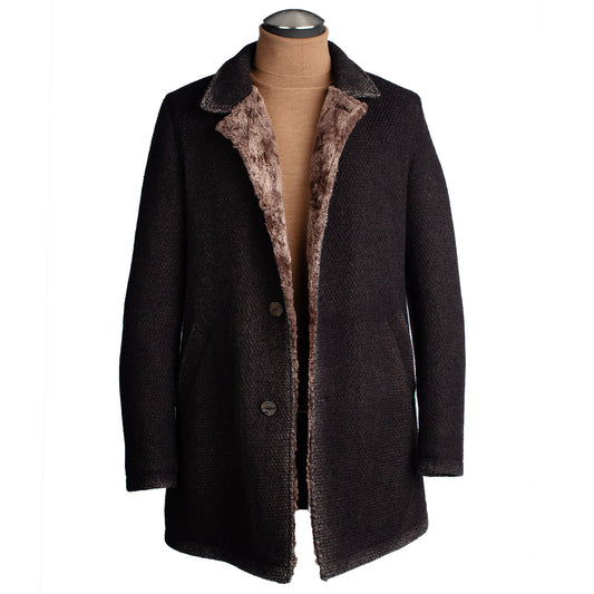 Gimo's Wool Coat with Faux Lining in Brown