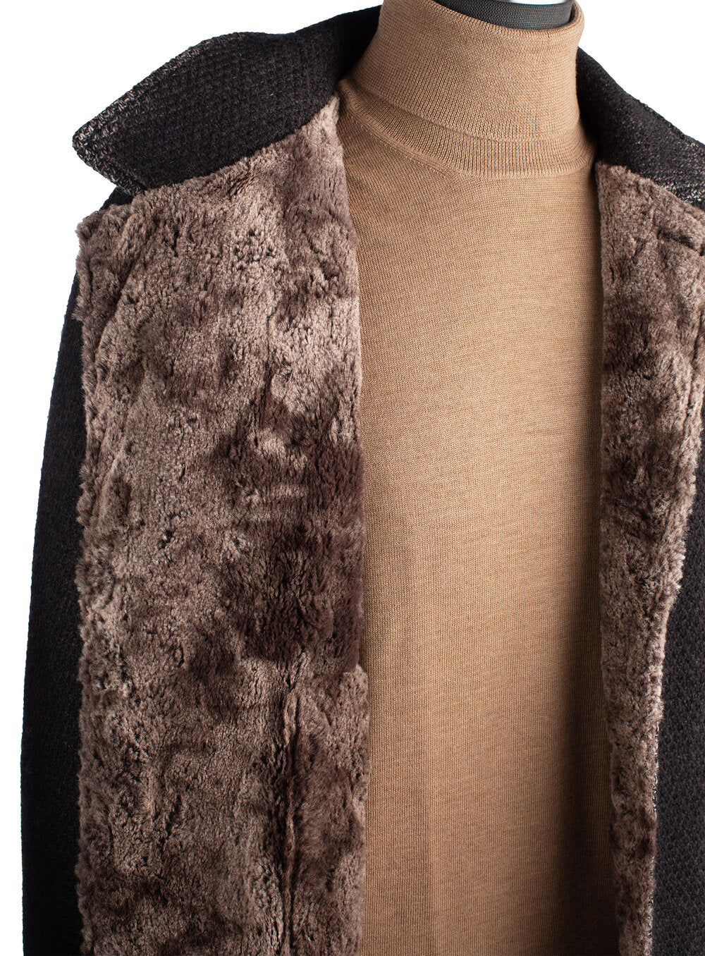 Gimo's Wool Coat with Faux Lining in Brown