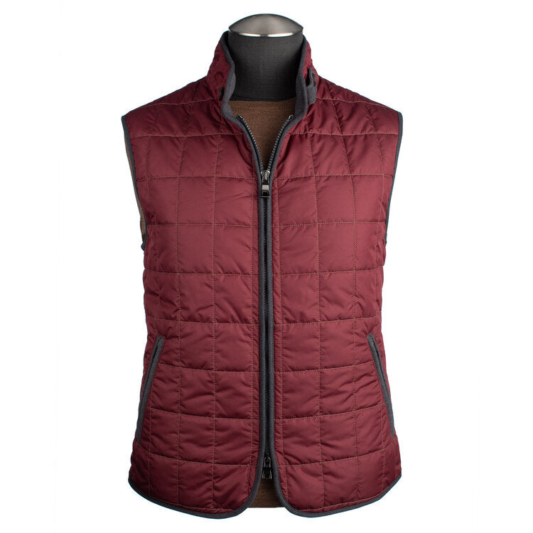 Waterville Water Repellent Quilted Nylon Vest in Light Maroon