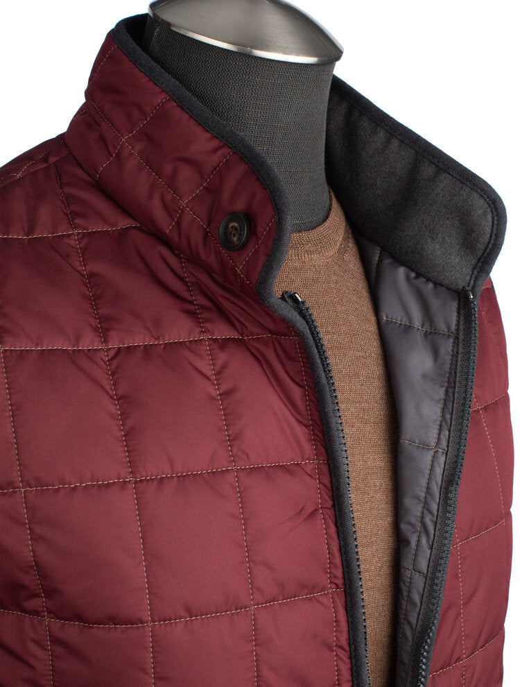 Waterville Water Repellent Quilted Nylon Vest in Light Maroon