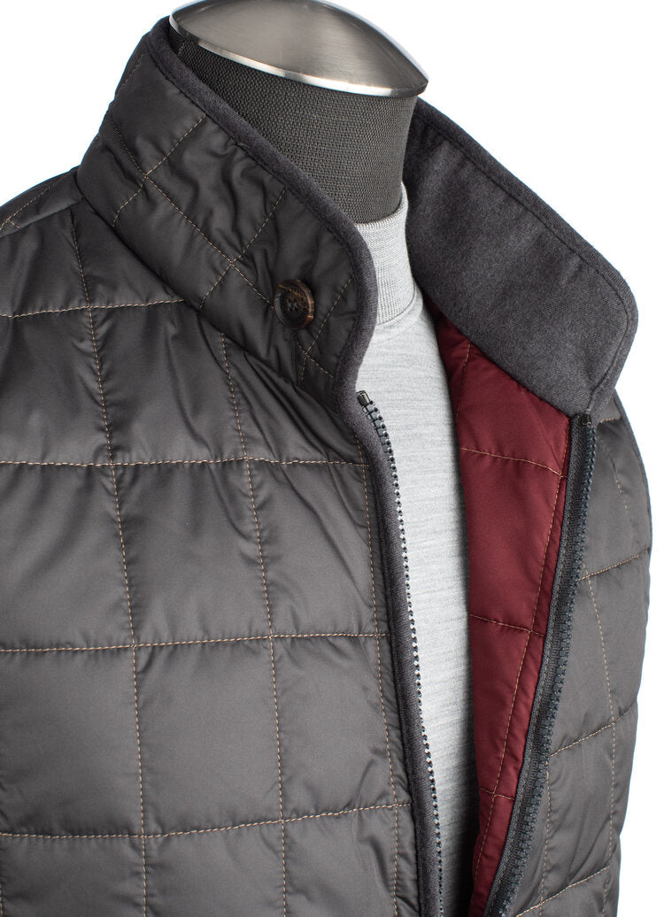 Waterville Water Repellent Quilted Nylon Vest in Carbon