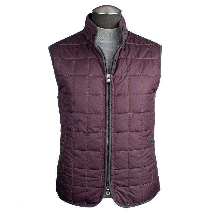 Waterville Water Repellent Quilted Nylon Vest in Dark Burgundy