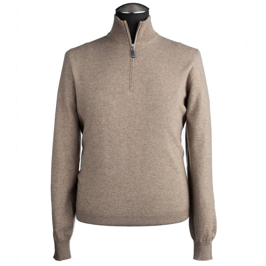 Gran Sasso Cashmere Quarter-Zip Sweater in Oatmeal