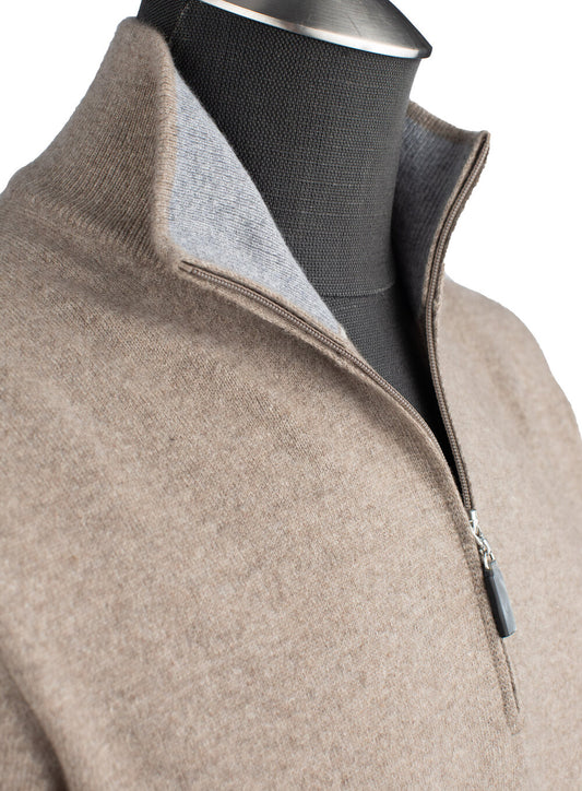 Gran Sasso 100% Cashmere Quarter-Zip Sweater in Oatmeal