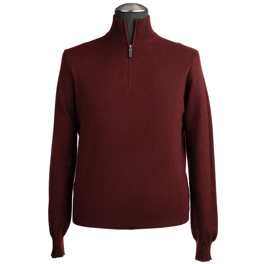 Gran Sasso Cashmere Quarter-Zip Sweater in Wine