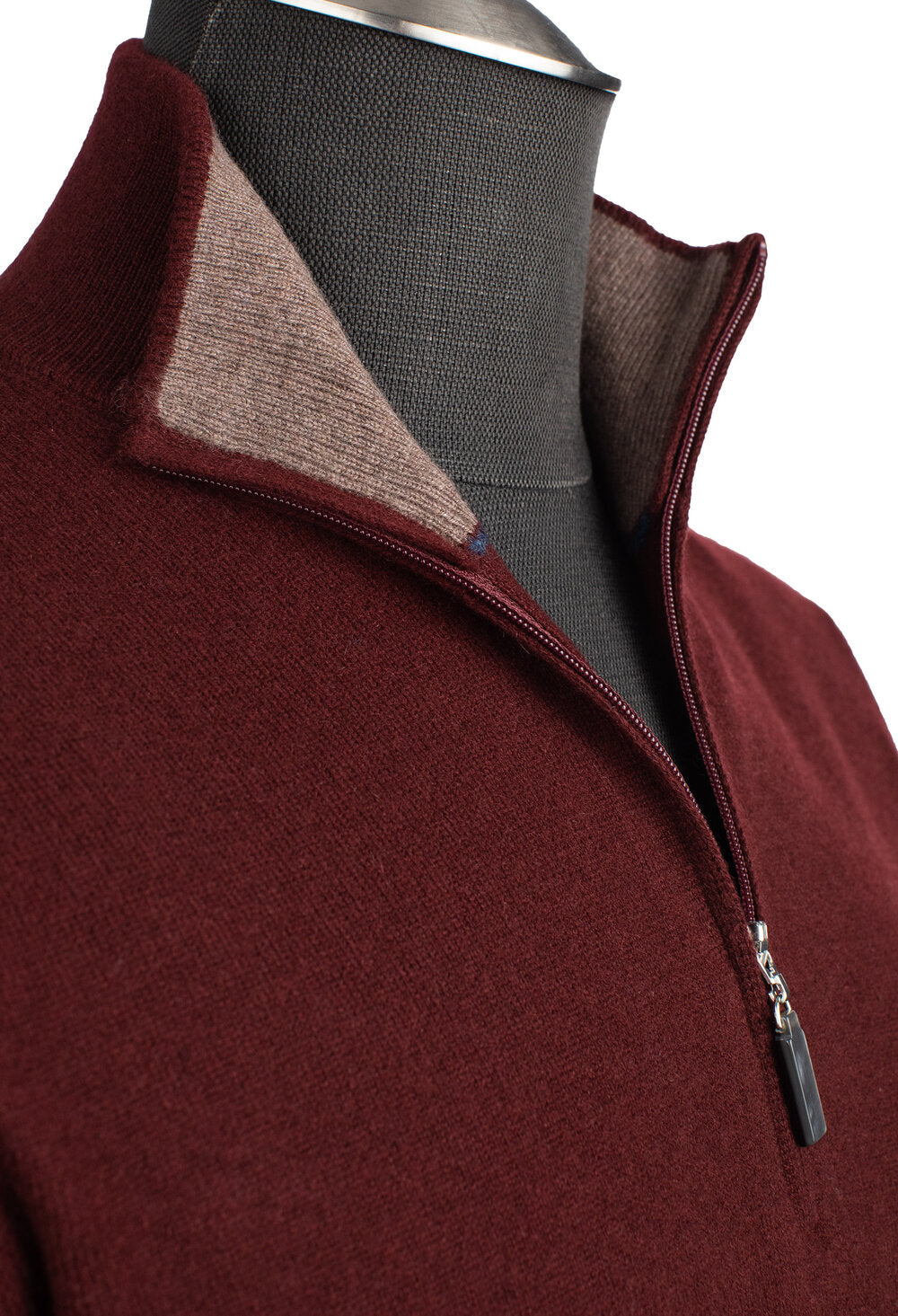 Gran Sasso Cashmere Quarter-Zip Sweater in Wine