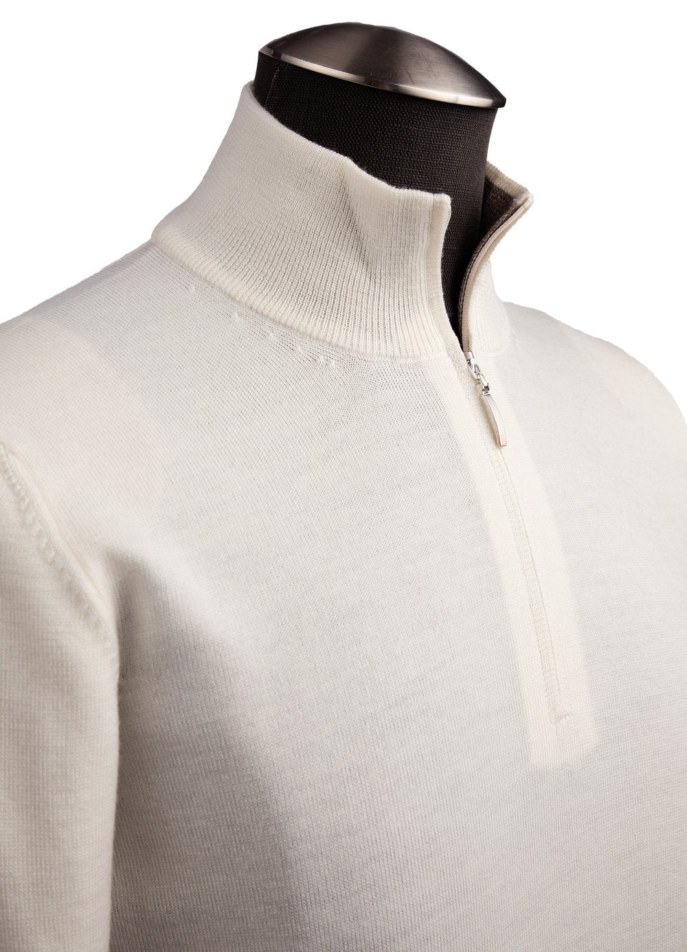 Gran Sasso Extra Fine Merino Wool Quarter-Zip Sweater in Off-White