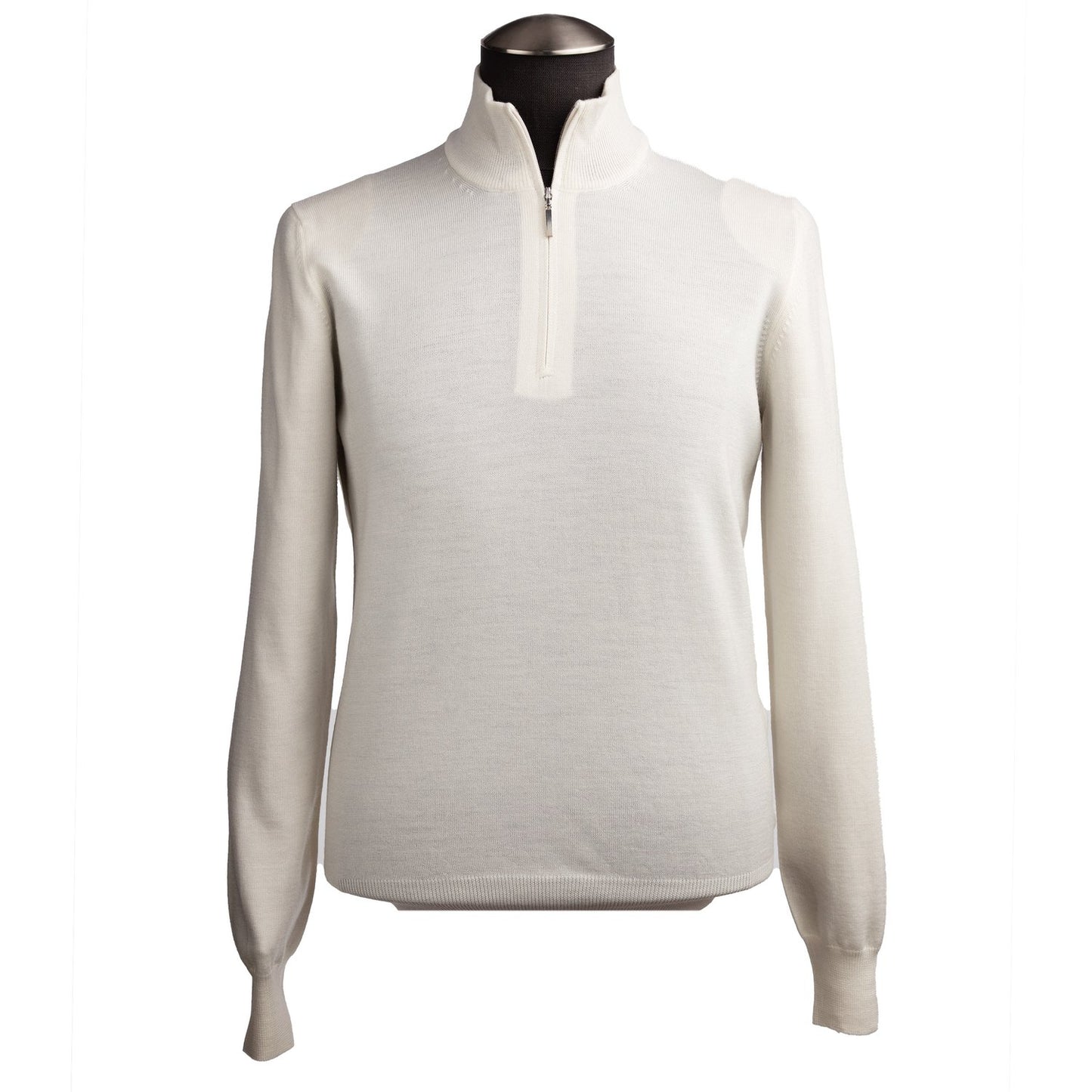 Gran Sasso Extra Fine Merino Wool Quarter-Zip Sweater in Off-White