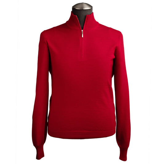 Gran Sasso Extra Fine Merino Wool Quarter-Zip Sweater in Red