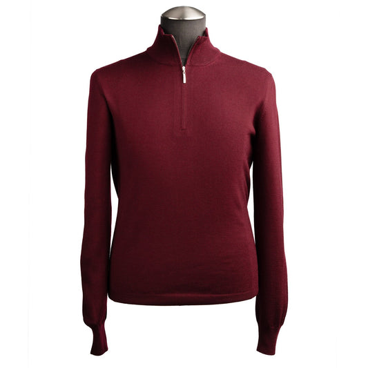 Gran Sasso Extra Fine Merino Wool Quarter-Zip Sweater in Wine