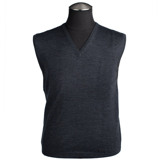 Gran Sasso Merino Wool Slip-Over Sweater Vest in Charcoal Gray