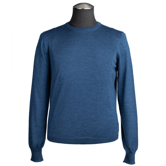 Gran Sasso Silk and Merino Wool Crew Neck Sweater in Royal Blue