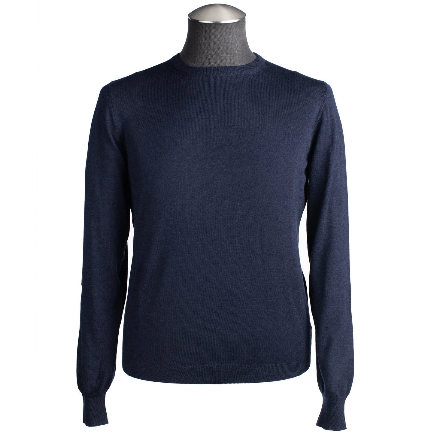Gran Sasso Silk and Merino Wool Crew Neck Sweater in Navy