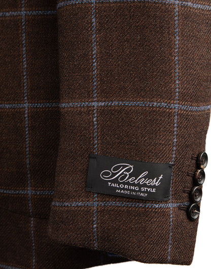 Belvest Jacket-in-the-Box Sport Coat in Brown with Blue Windowpane