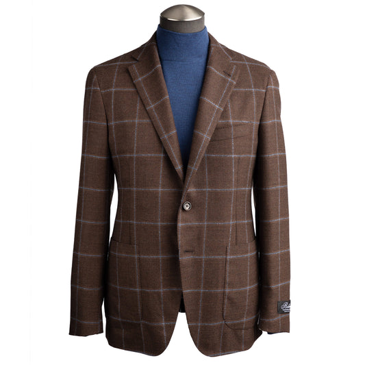 Belvest Jacket-in-the-Box Sport Coat in Brown with Blue Windowpane