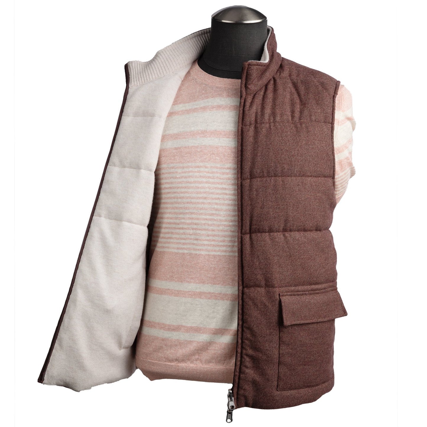 Gran Sasso Reversible Wool Vest in Mocha and Tan