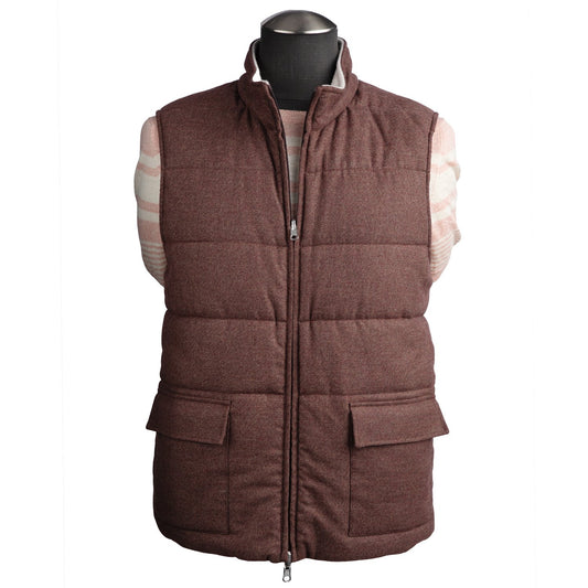 Gran Sasso Reversible Wool Vest in Mocha and Tan