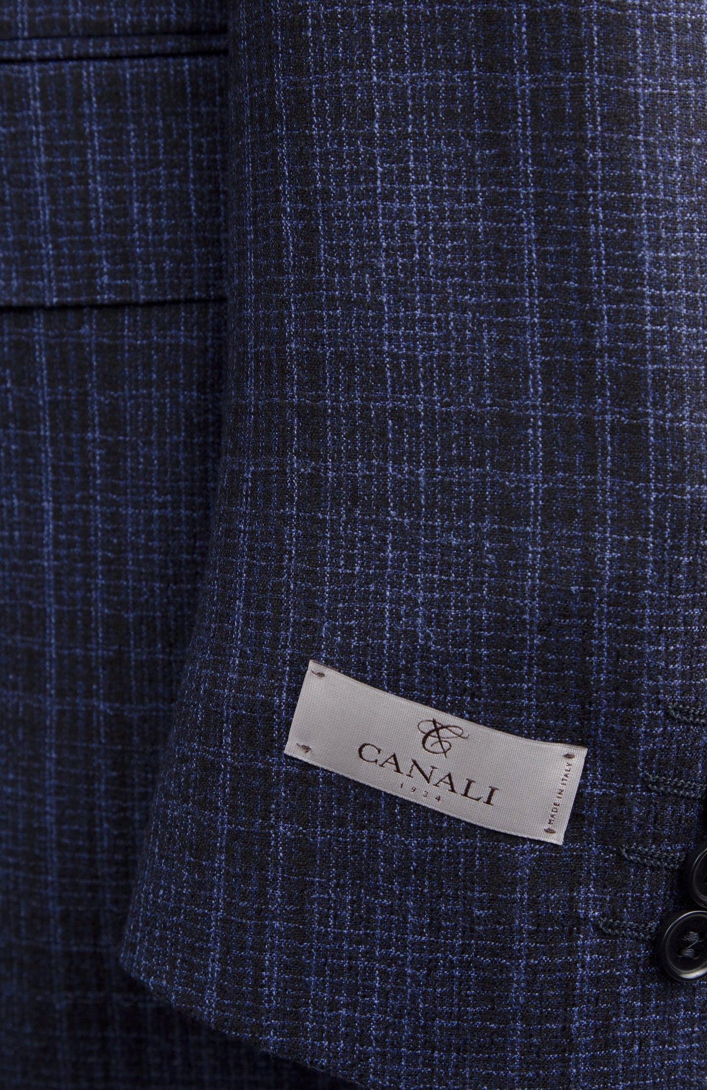 Canali Siena Model Wool Sport Coat in Navy and Light Blue Prince of Wales