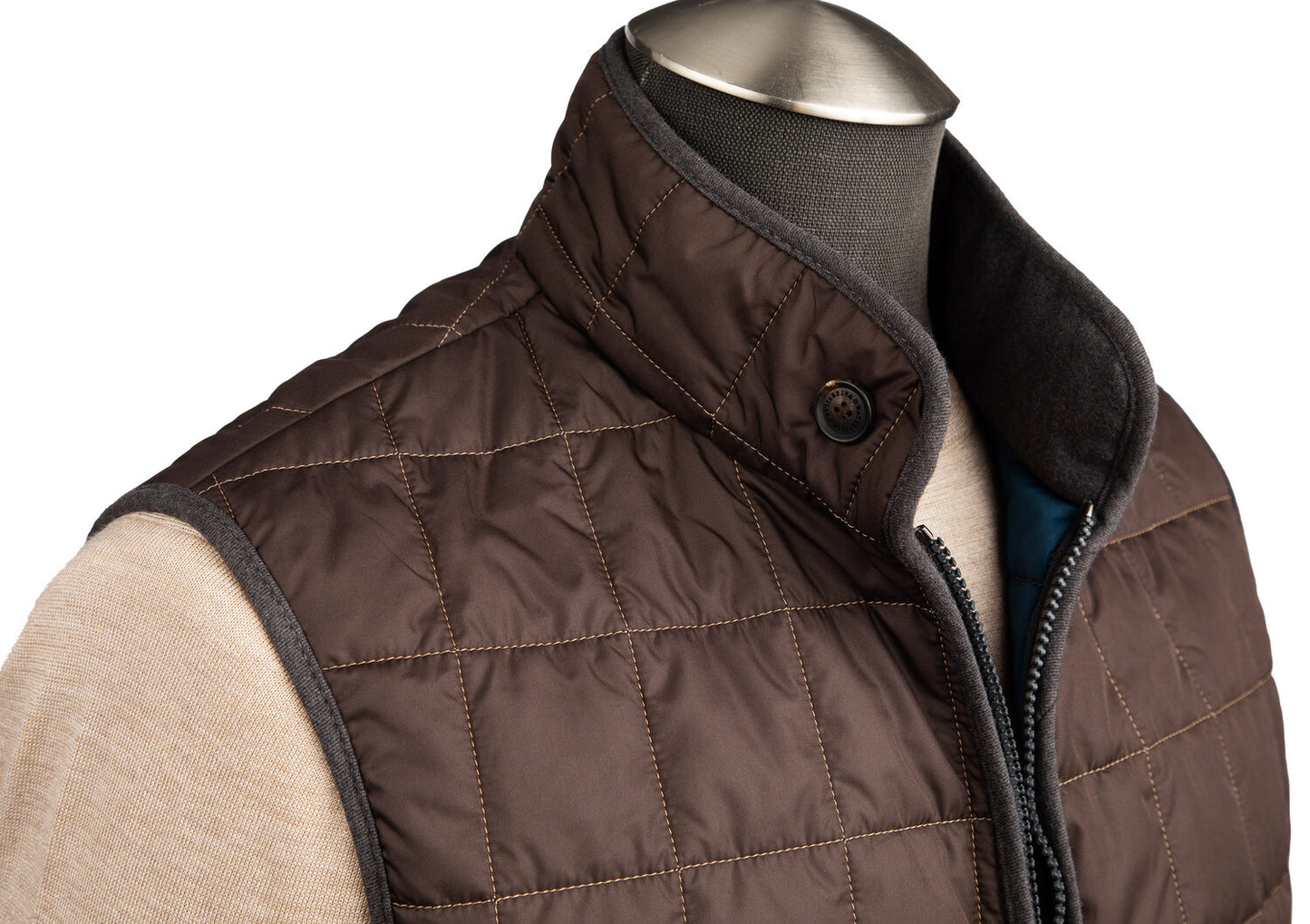Waterville Water Repellent Quilted Nylon Vest in Chocolate Brown