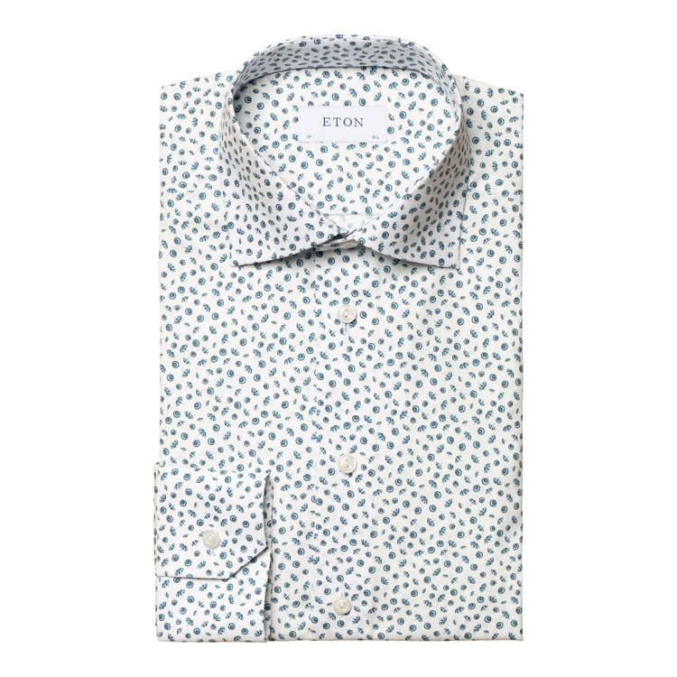 eton white dress shirt Eton Signature Poplin Sport Shirt in White with Light Blue Umbrella Pr – Uomo San Francisco