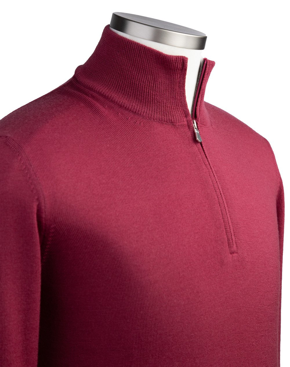 Gran Sasso Extra Fine Merino Wool Quarter-Zip Sweater in Raspberry