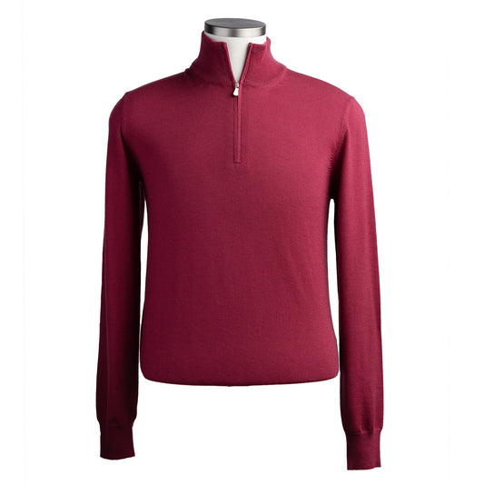 Gran Sasso Extra Fine Merino Wool Quarter-Zip Sweater in Raspberry