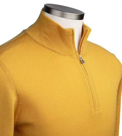 Gran Sasso Extra Fine Merino Wool Quarter-Zip Sweater in Canary Yellow