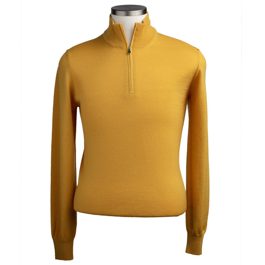 Gran Sasso Extra Fine Merino Wool Quarter-Zip Sweater in Canary Yellow