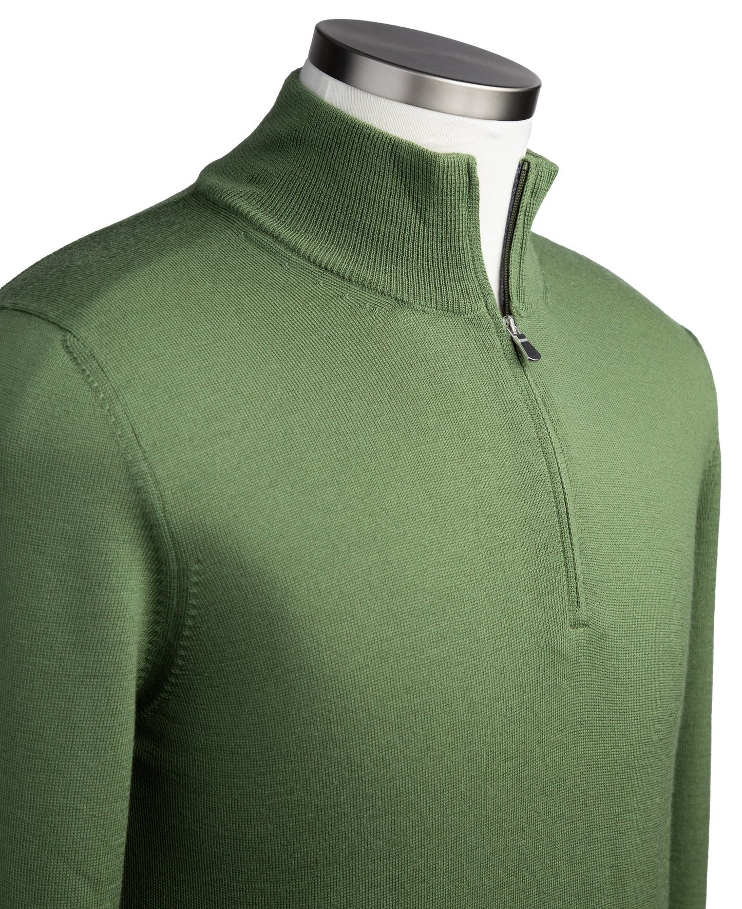 Gran Sasso Extra Fine Merino Wool Quarter-Zip Sweater in Apple Green