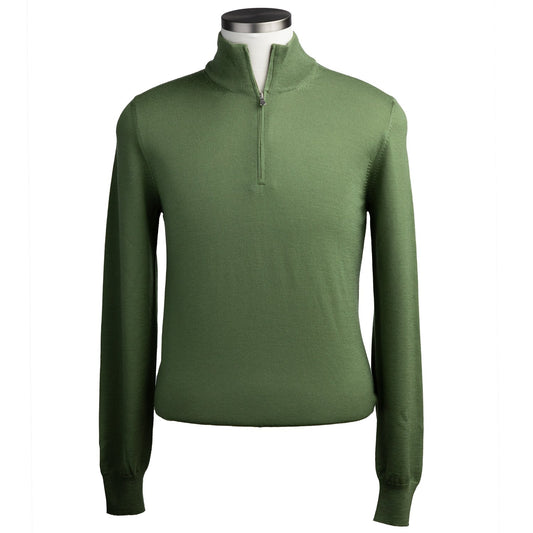 Gran Sasso Extra Fine Merino Wool Quarter-Zip Sweater in Apple Green