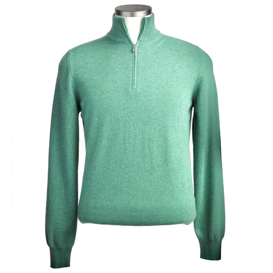 Gran Sasso Cashmere Quarter-Zip Sweater in Seafom Green