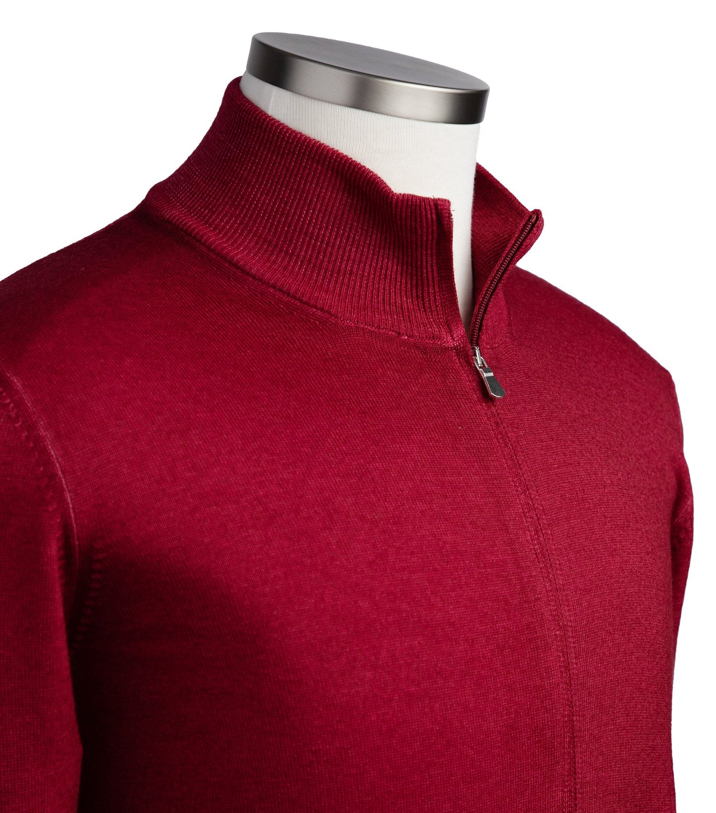 Gran Sasso Merino Wool Full-Zip Sweater in Raspberry