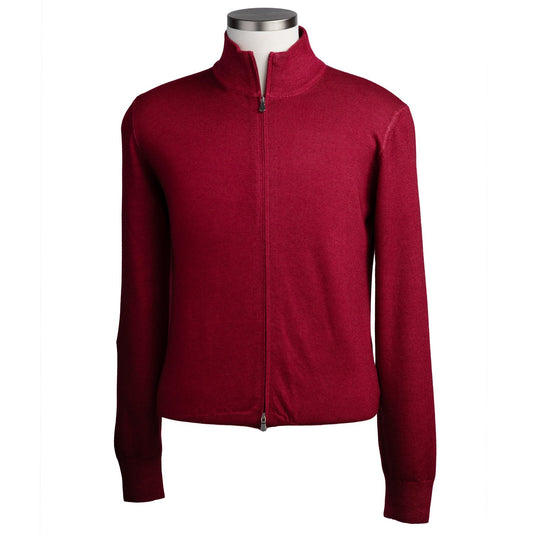 Gran Sasso Merino Wool Full-Zip Sweater in Raspberry