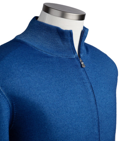 Gran Sasso Merino Wool Full-Zip Sweater in Light Blue