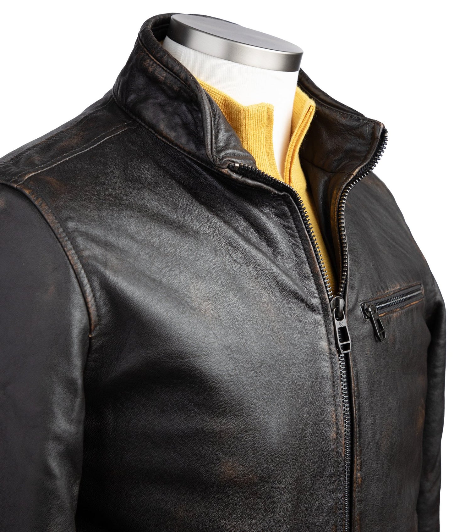 Milestone Nappa Leather Jacket with Padding in Dark Brown