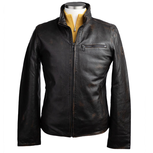 Milestone Nappa Leather Jacket with Padding in Dark Brown