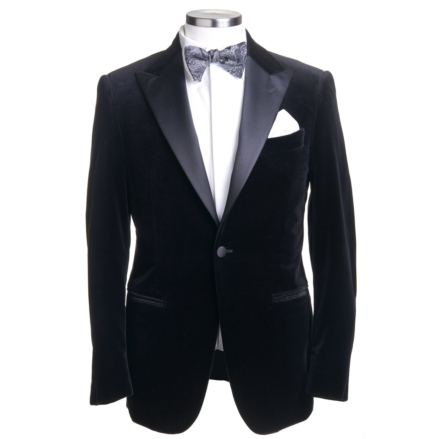 Canali Formal Dinner Jacket in Cotton Velvet -Black
