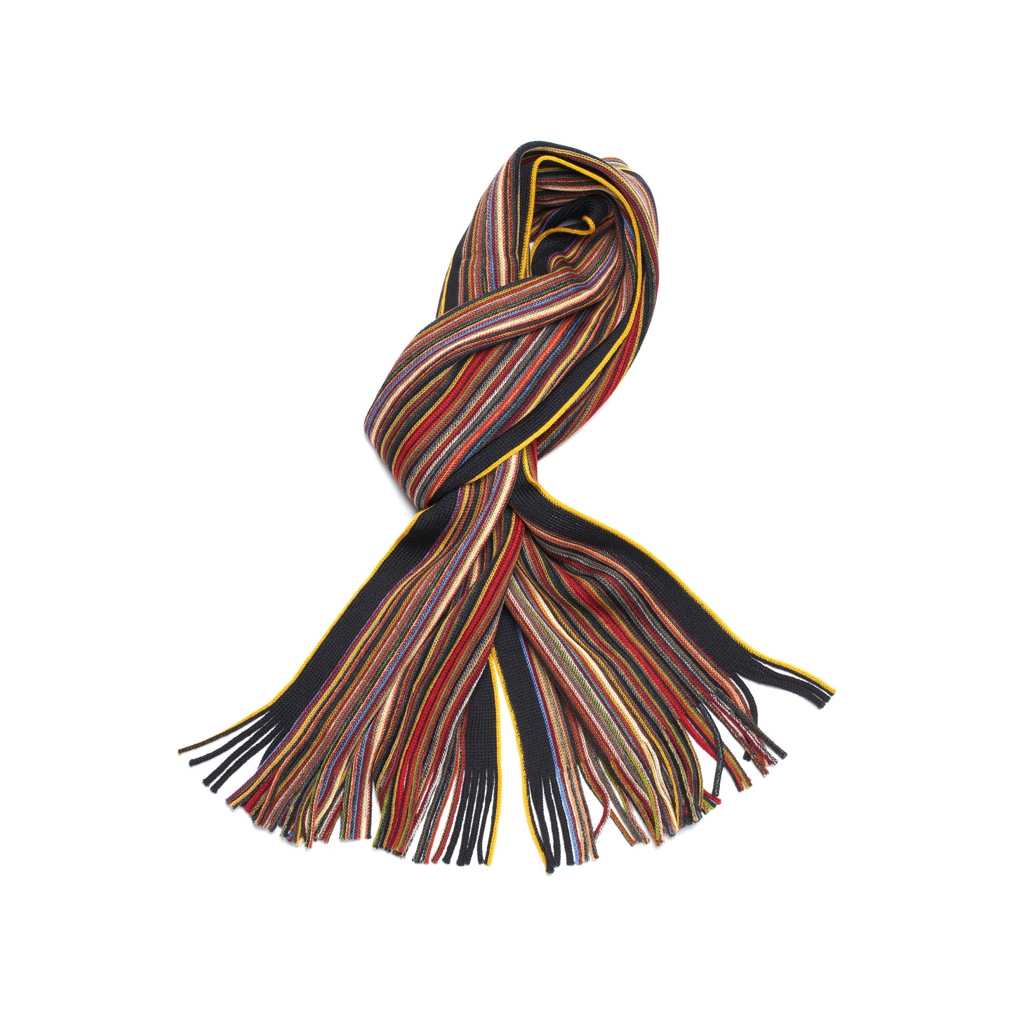 Colorful Pencil Stripe Wool Knit Scarf with Fringe-02