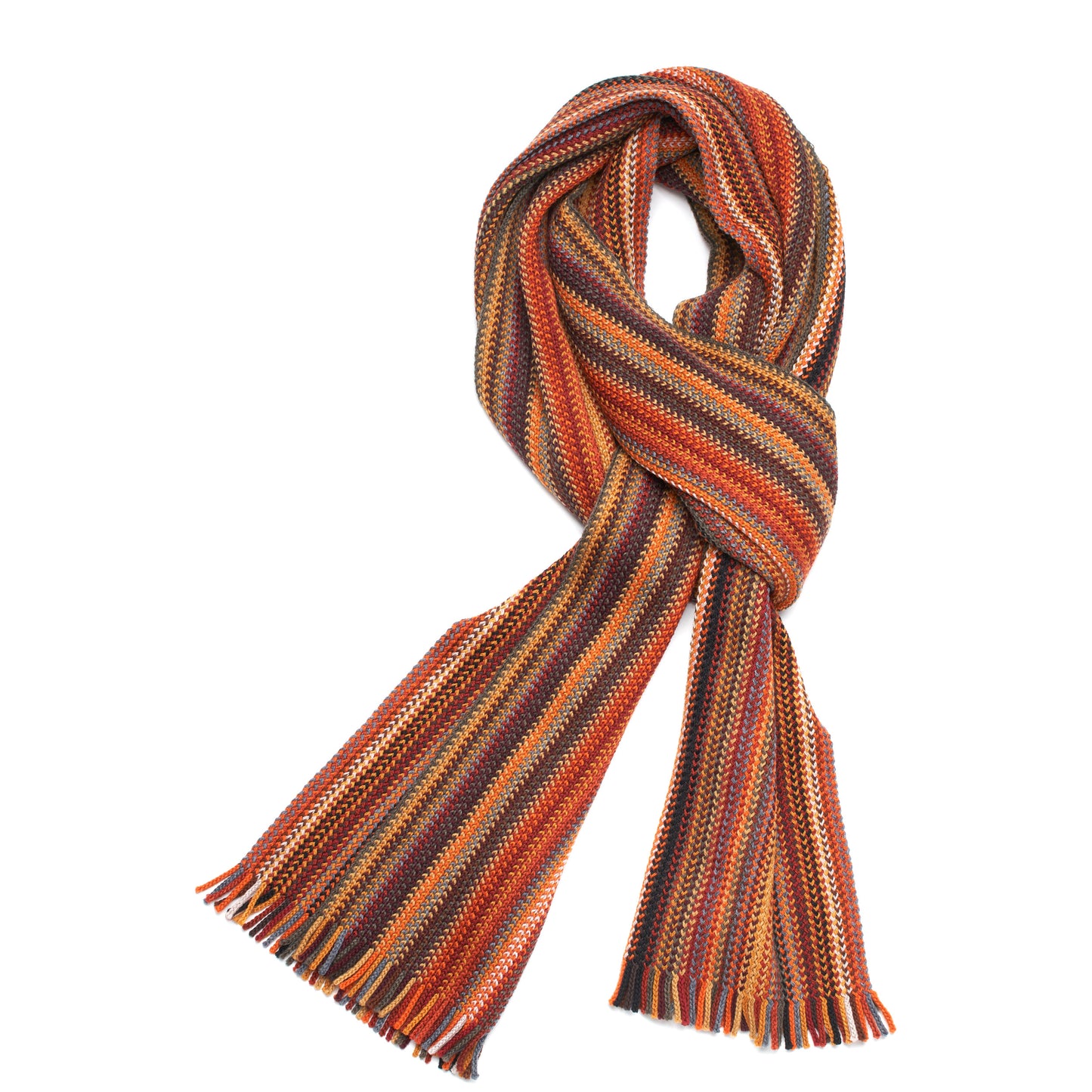 Colorful Pencil Stripe Wool Knit Scarf with Fringe -04