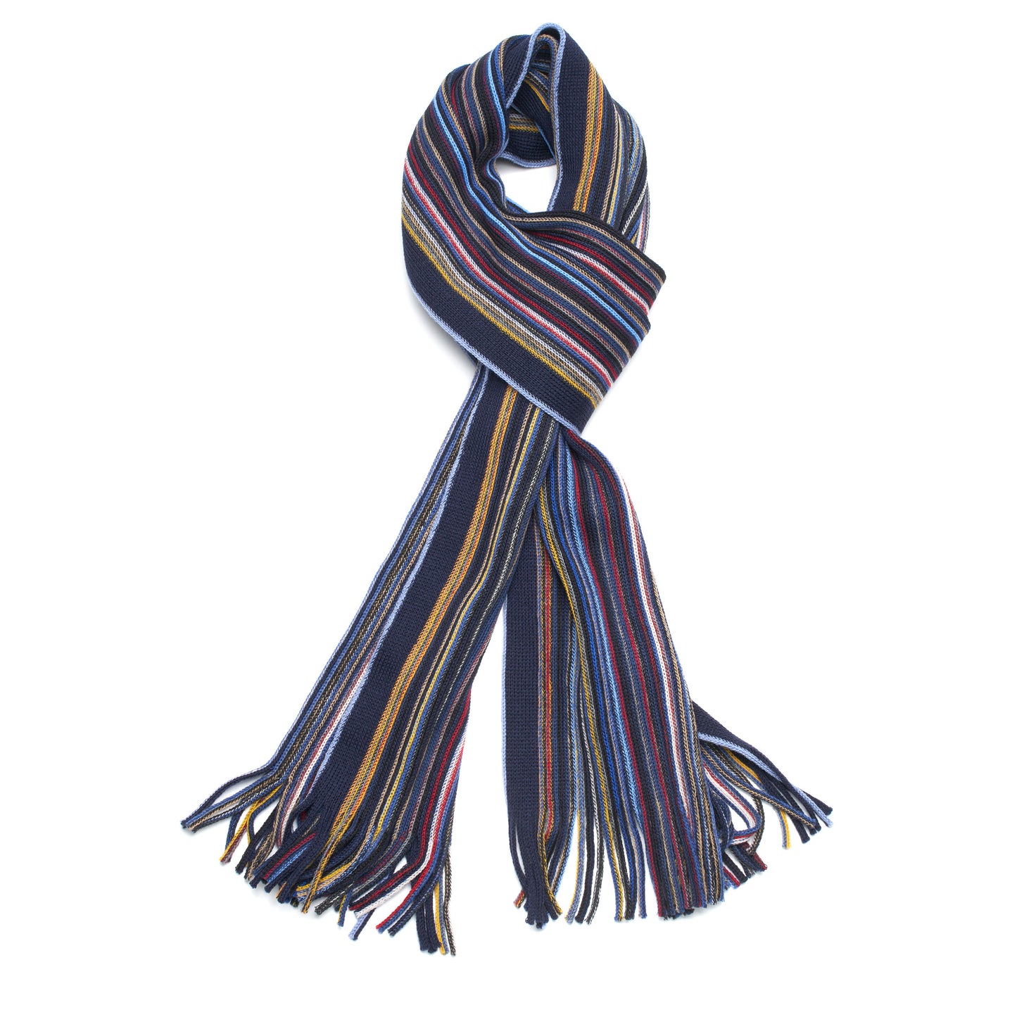 Colorful Pencil Stripe Wool Knit Scarf with Fringe -05