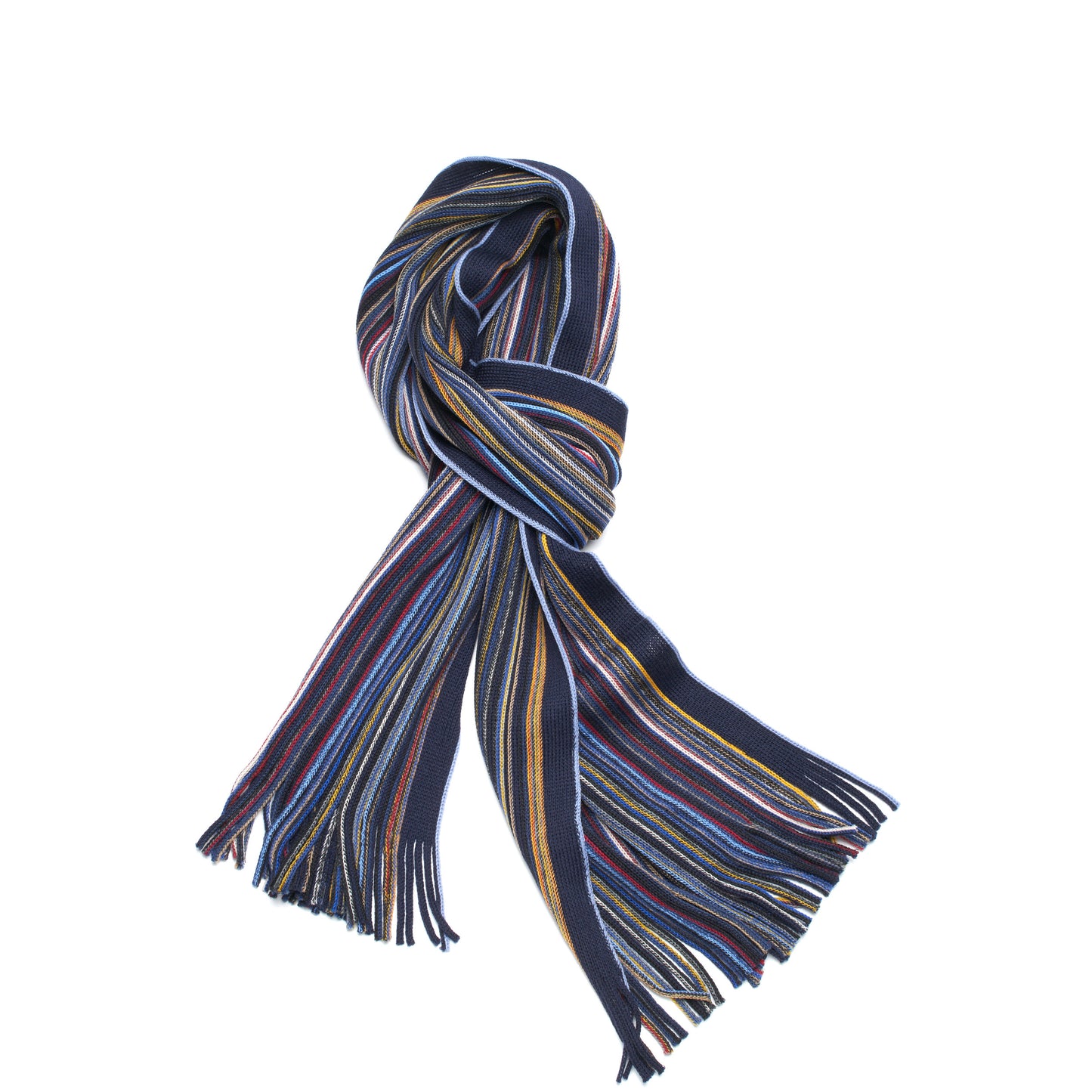 Colorful Pencil Stripe Wool Knit Scarf with Fringe -14