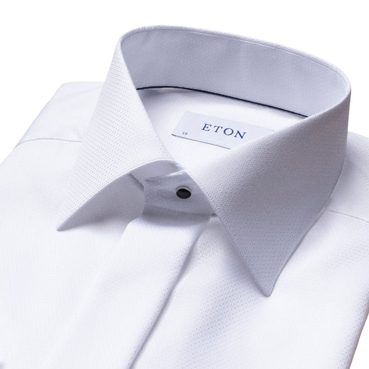 Eton Dobby Tuxedo Shirt in White Comtemporary Fit