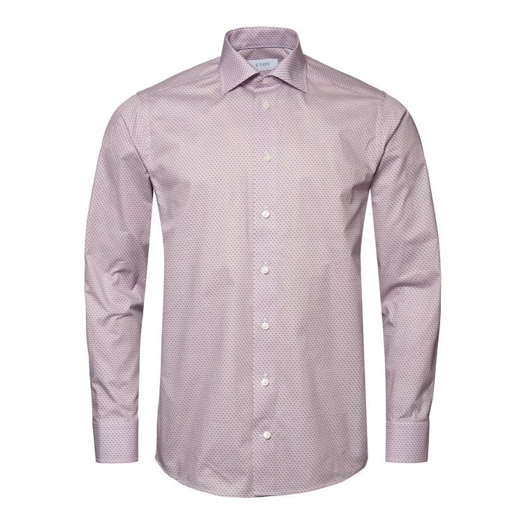 Eton Signature Twill Sport Shirt in Pink Espresso Cup Print
