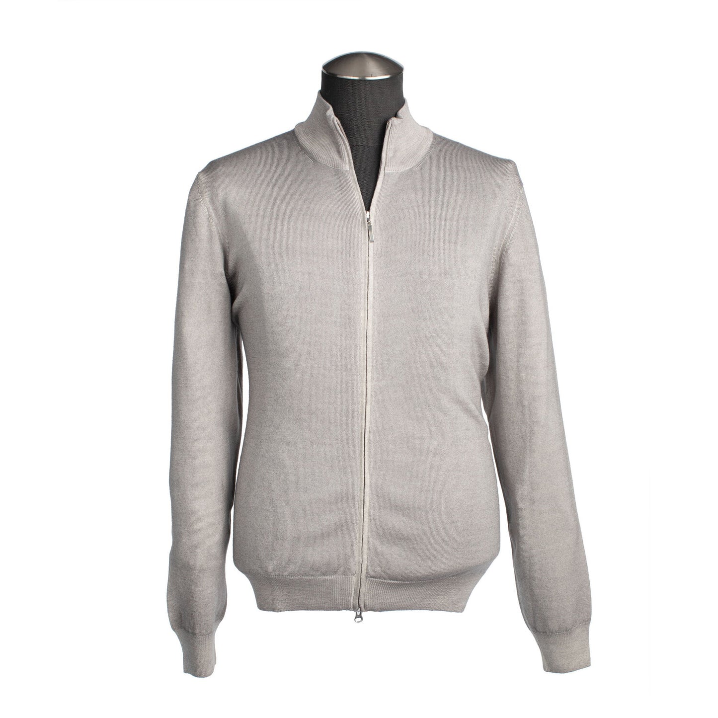 Gran Sasso Merino Wool Full-Zip Sweater in Sand