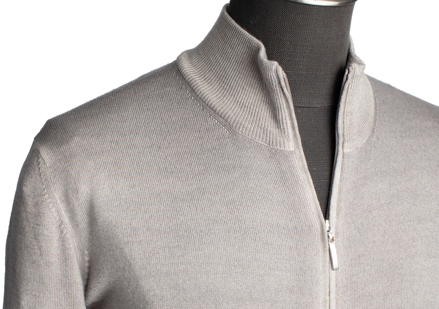 Gran Sasso Merino Wool Full-Zip Sweater in Sand